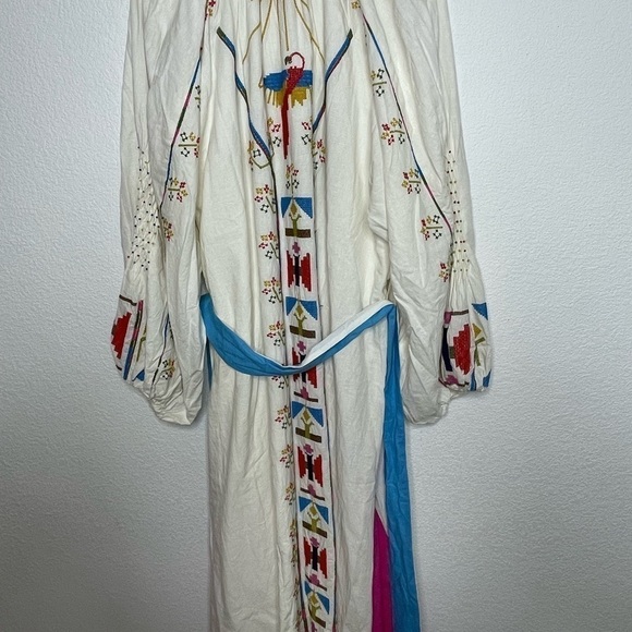 Farm Rio dress maxi embroidered Macaw white NWT sz XL - Picture 9 of 12